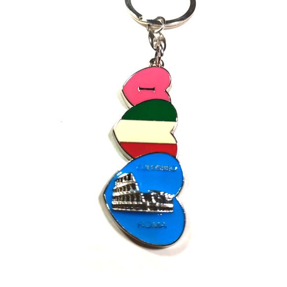 I Love Roma Metal Keychain Flag Colors - Picture 4 of 6